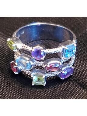 Sterling Ring With Semi Precious Stones,sz 10
